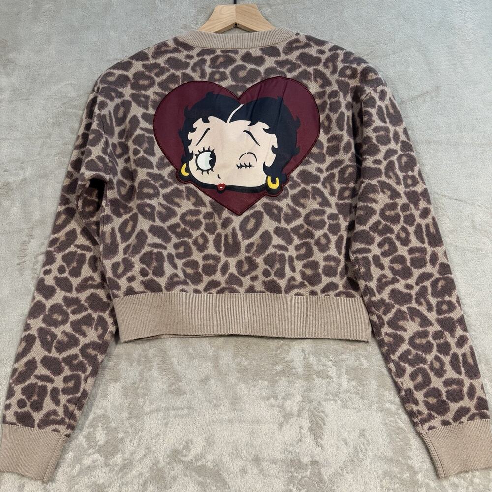 Women's Betty Boop Cardigan Size XS Leopard Print- New With Tag